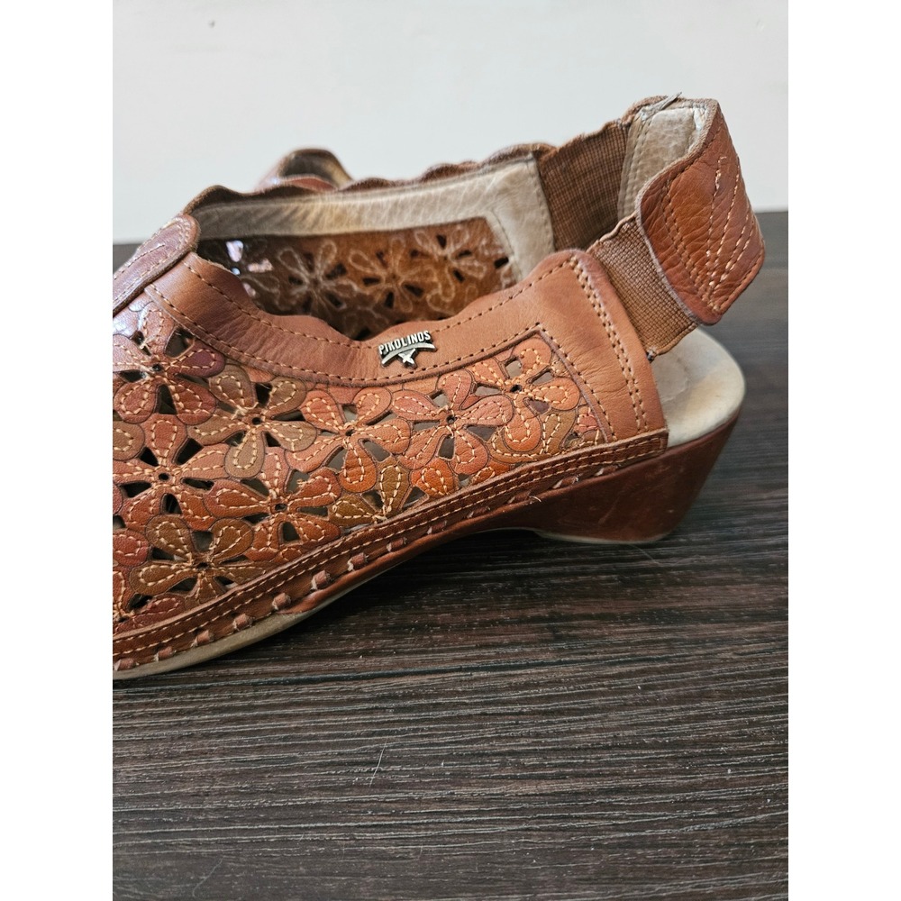 PIKOLINOS Leather Daisy Cutout Scalloped Mules Artisan Boho Cottagecore - Sz 40 - Picture 8 of 12